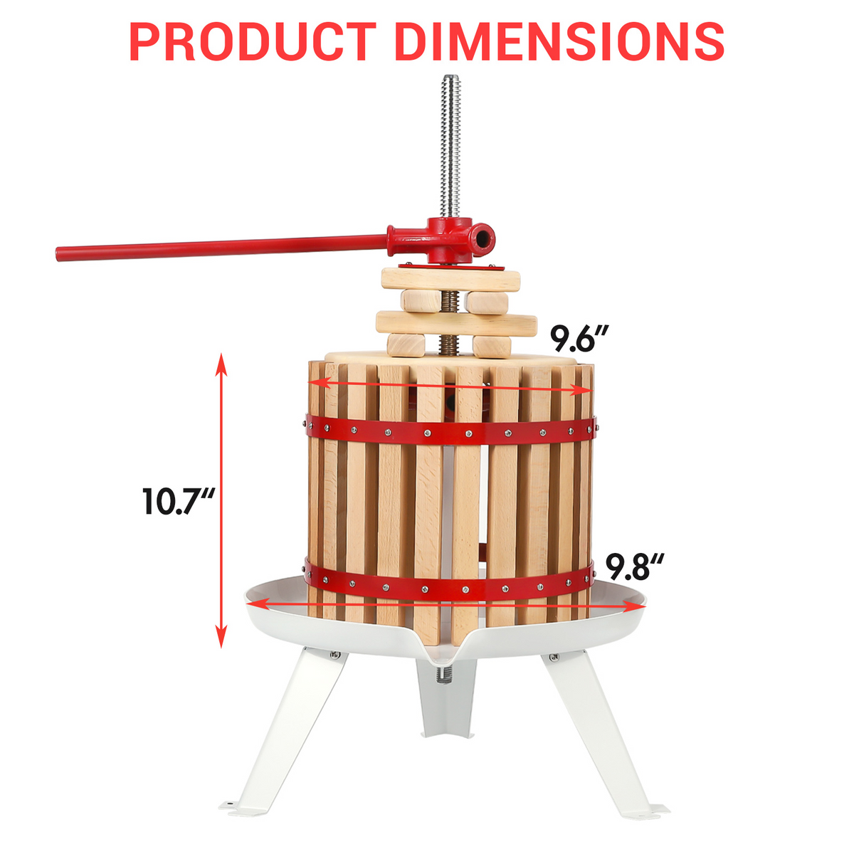 Garvee Pressoir manuel à fruits 12 L avec panier en bois, poignée en T et structure robuste, pour pommes, raisins et miel, vert