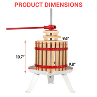 Garvee Pressoir manuel à fruits 12 L avec panier en bois, poignée en T et structure robuste, pour pommes, raisins et miel, vert
