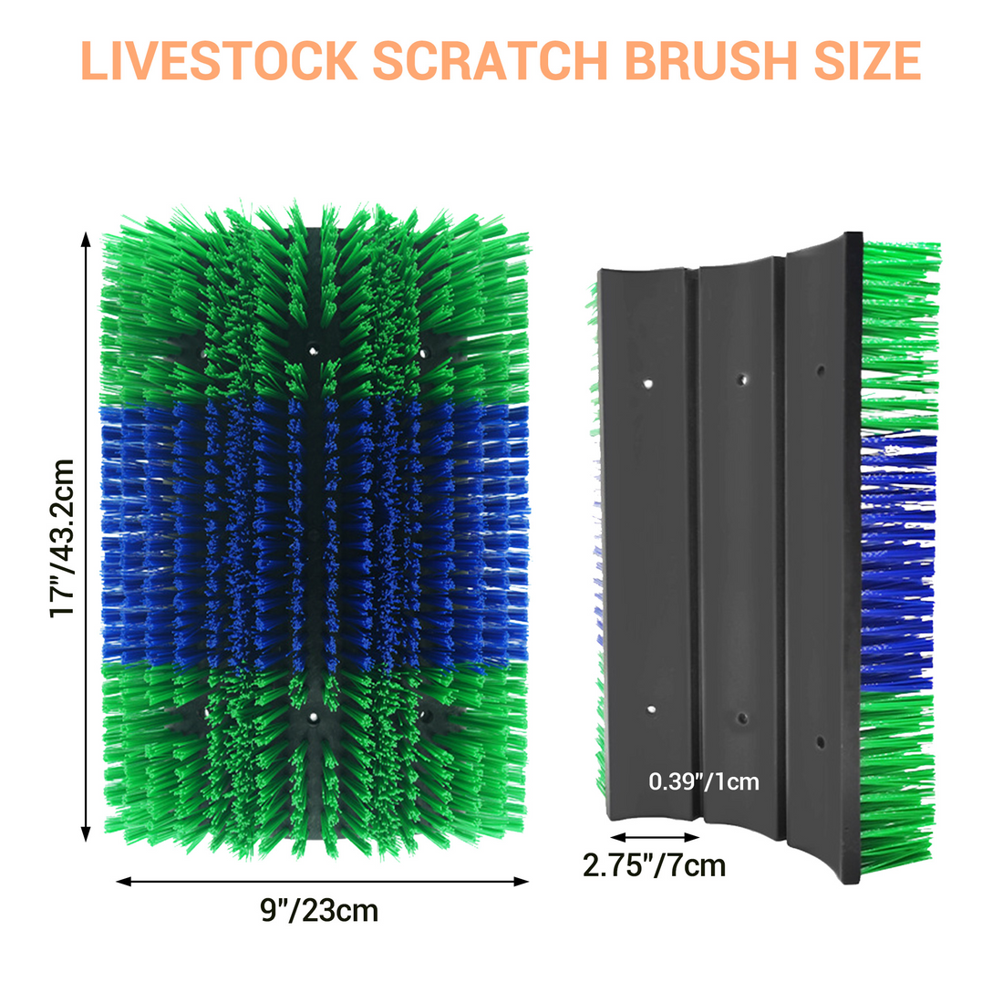 Brosse à gratter Garvee (lot de 2) pour bovins, chevaux et chèvres - Extensible et flexible - Nylon, poils doux - Polyvalente à l'écurie