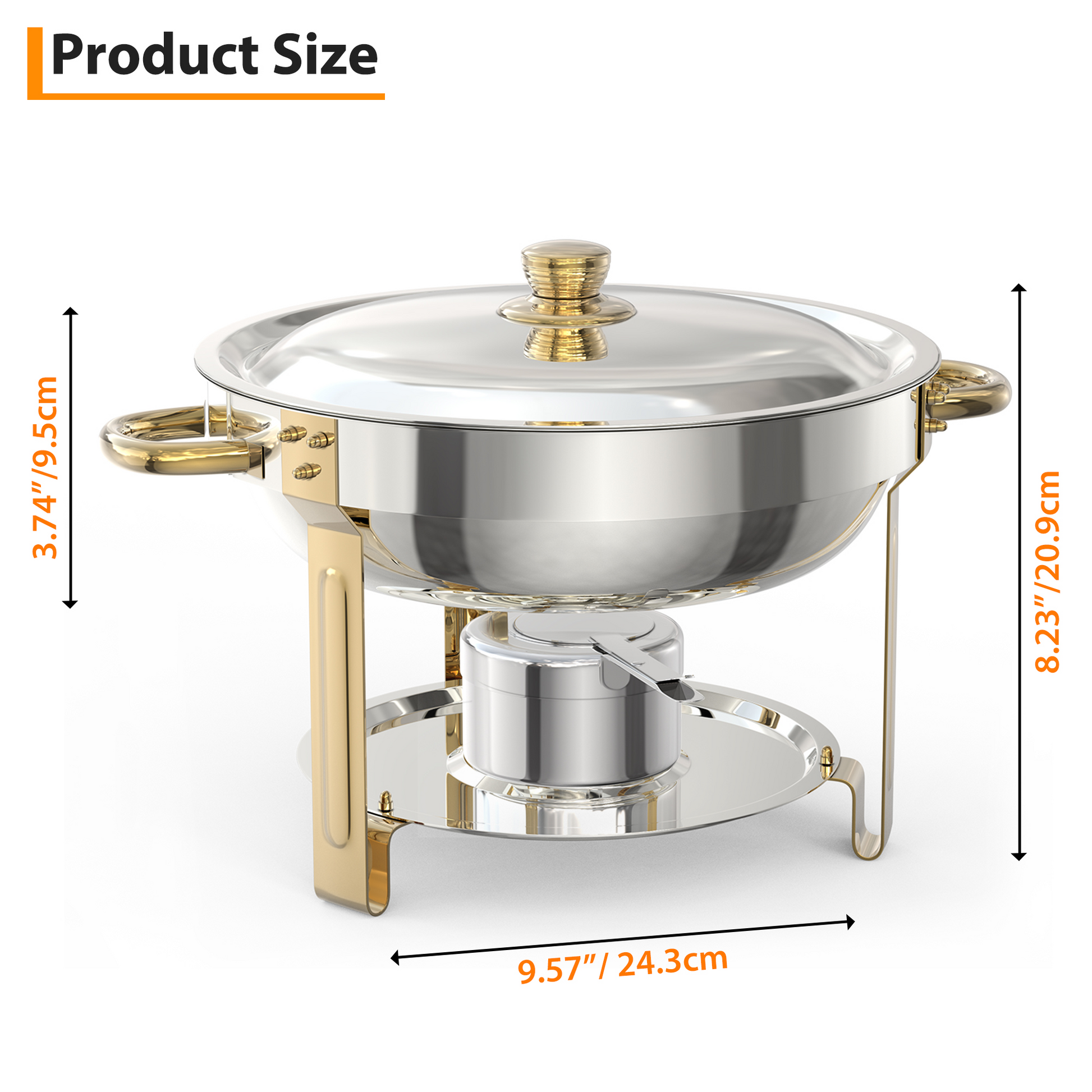 Ensemble de 6 chauffe-plats Garvee 5Qt en acier inoxydable avec couvercle bombé, idéal pour les traiteurs, mariages et fêtes - Grand ensemble professionnel