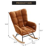 Fauteuil à bascule Garvee pour chambre d'enfant, ergonomique, revêtement doux en peluche, structure en fer, pieds en bois, marron, idéal pour l'allaitement et la détente.