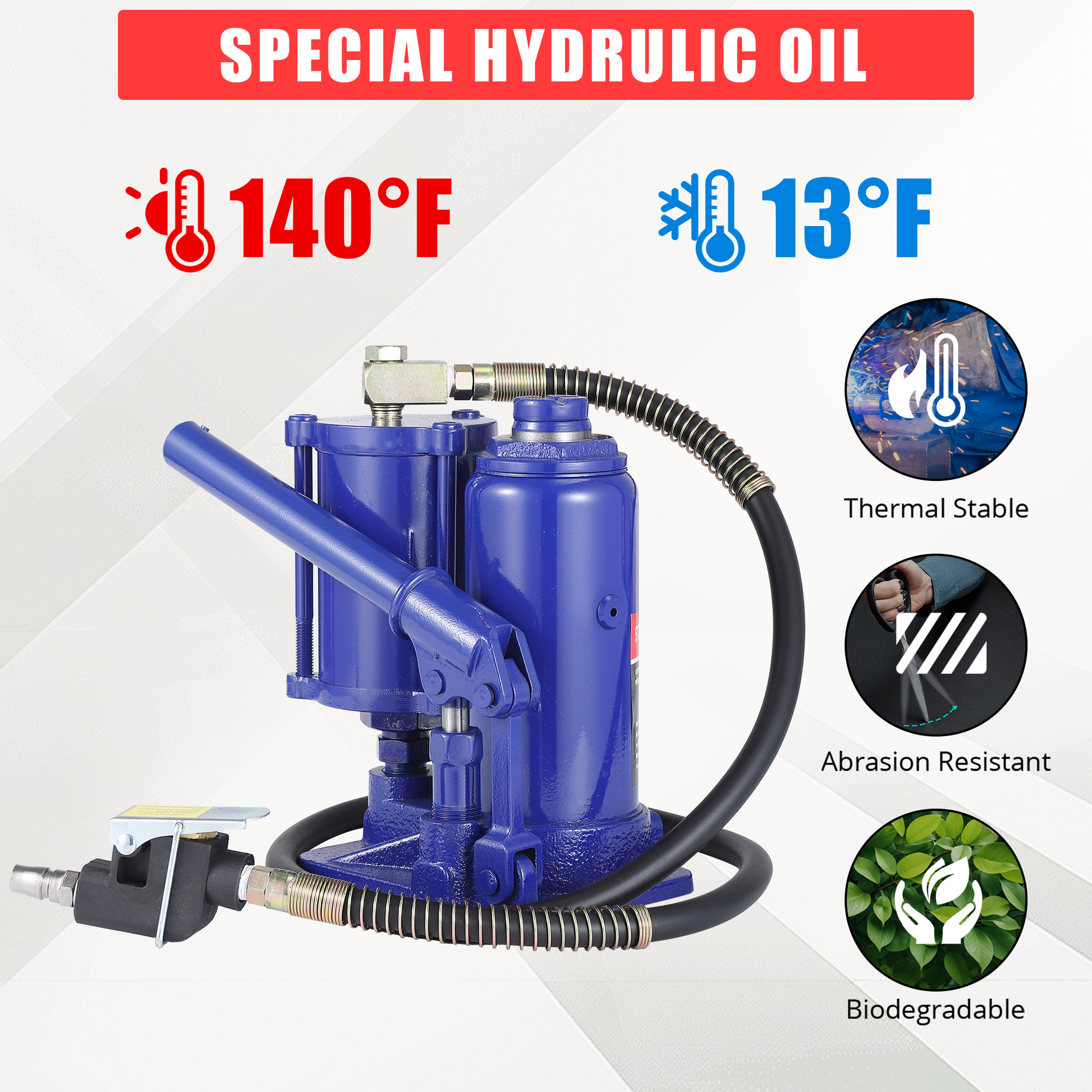 Cric bouteille hydraulique Garvee 5T pneumatique et manuel, compact et portable en fonte, pour voiture et maison