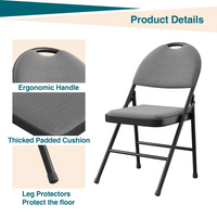 Ensemble de 6 chaises pliantes Garvee avec coussins en coton et lin, pieds antidérapants, structure en métal, pour une utilisation intérieure et extérieure, robustes, pliables et confortables
