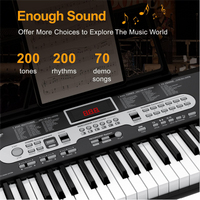 Garvee Piano clavier pour enfants, 61 touches, avec sac, microphone et casque, idéal pour les débutants, portable et utilisable à la maison, noir.