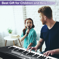 Garvee Piano clavier pour enfants, 61 touches, avec sac, microphone et casque, idéal pour les débutants, portable et utilisable à la maison, noir.