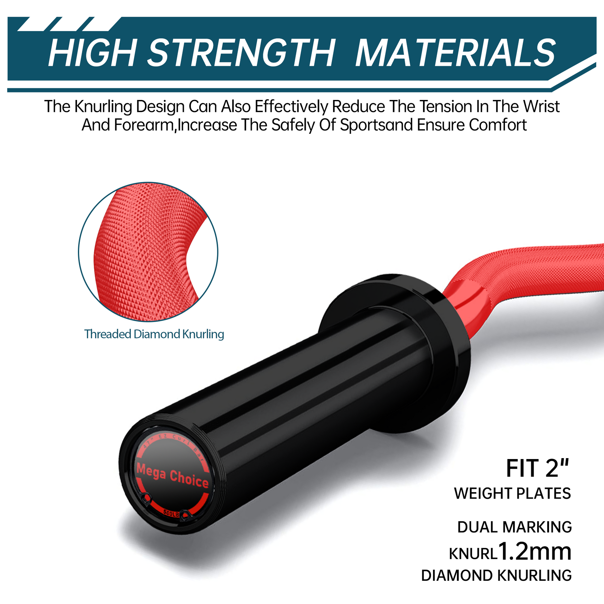 Barre d'haltères Garvee Olympic EZ Curl 47" - Ergonomique, capacité de 227 kg, acier allié, manchons en cuivre, poids standard de 5 cm, colliers à ressort, pour salle de sport