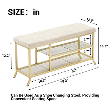 Étagère à chaussures Garvee à 3 niveaux avec banc rembourré, structure en métal, robuste pour entrée et chambre, 100 x 32 x 48 cm, gris