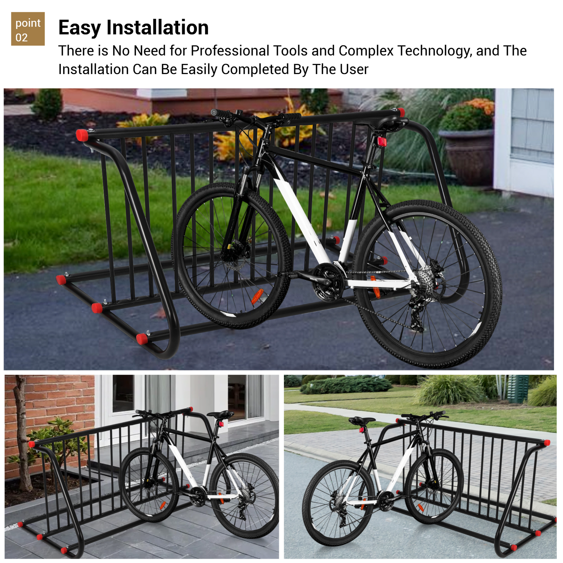 Support à vélos Garvee 10 compartiments en maille d'acier double face antirouille, robuste, pour garages et écoles, extérieur, noir