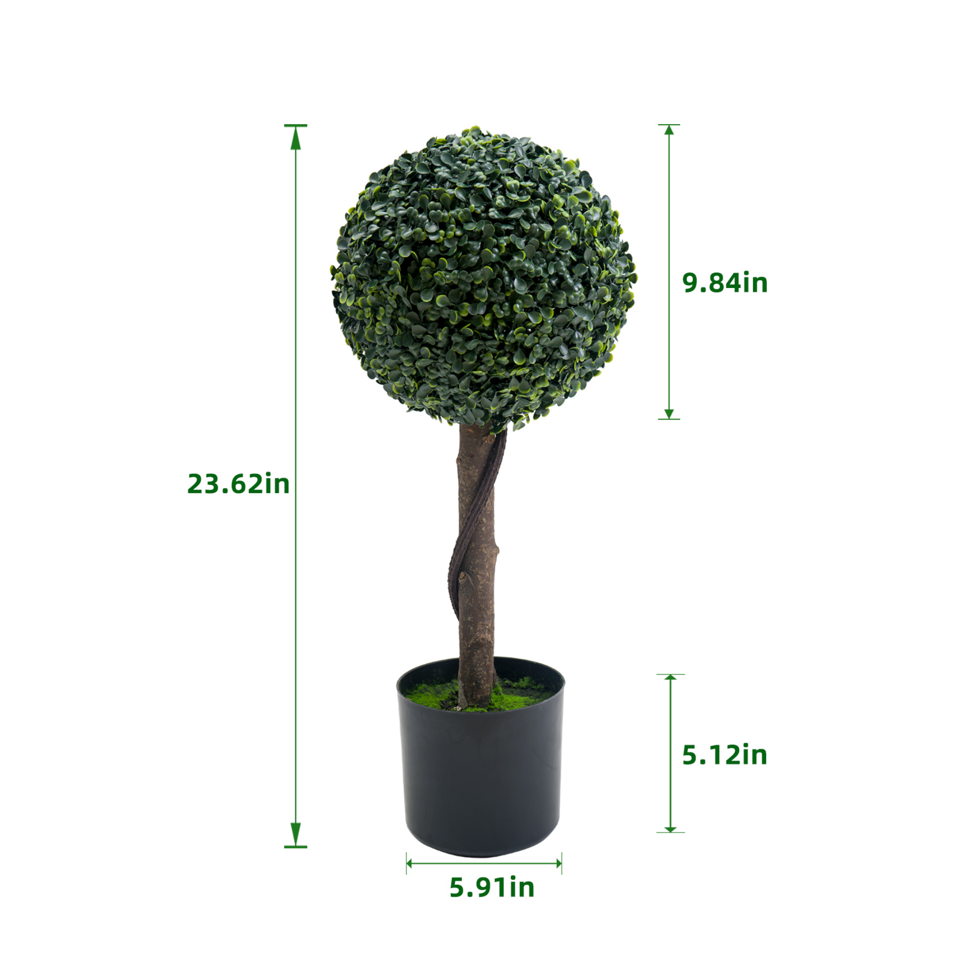 Ensemble de 2 boules de buis artificiel Garvee de 61 cm (24 pouces), malléables et polyvalentes, pour la décoration intérieure et extérieure, vertes, en plastique