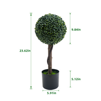 Ensemble de 2 boules de buis artificiel Garvee de 61 cm (24 pouces), malléables et polyvalentes, pour la décoration intérieure et extérieure, vertes, en plastique