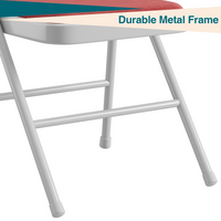 Ensemble de 2 chaises pliantes Garvee avec revêtement en lin rembourré, structure en métal, ergonomiques et empilables, idéales pour le camping et le bureau, rouge.