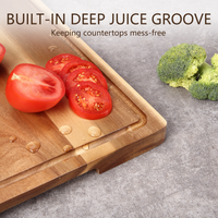 Planche à découper extra-large Garvee en bois d'acacia 45,7 x 30,5 cm avec rainure à jus, poignées, bordure, pré-huilée, robuste et polyvalente pour la cuisine