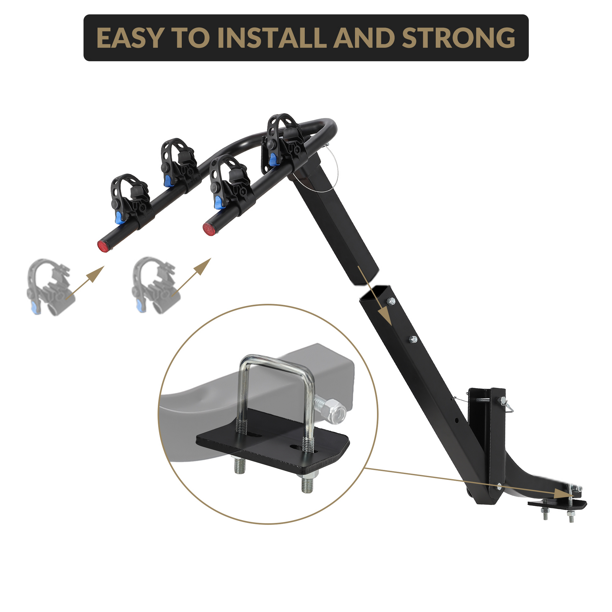 Porte-vélos Garvee pour attelage, 2 vélos, cadre en acier pliable, adaptateur antidérapant pour voitures, SUV et camions, noir