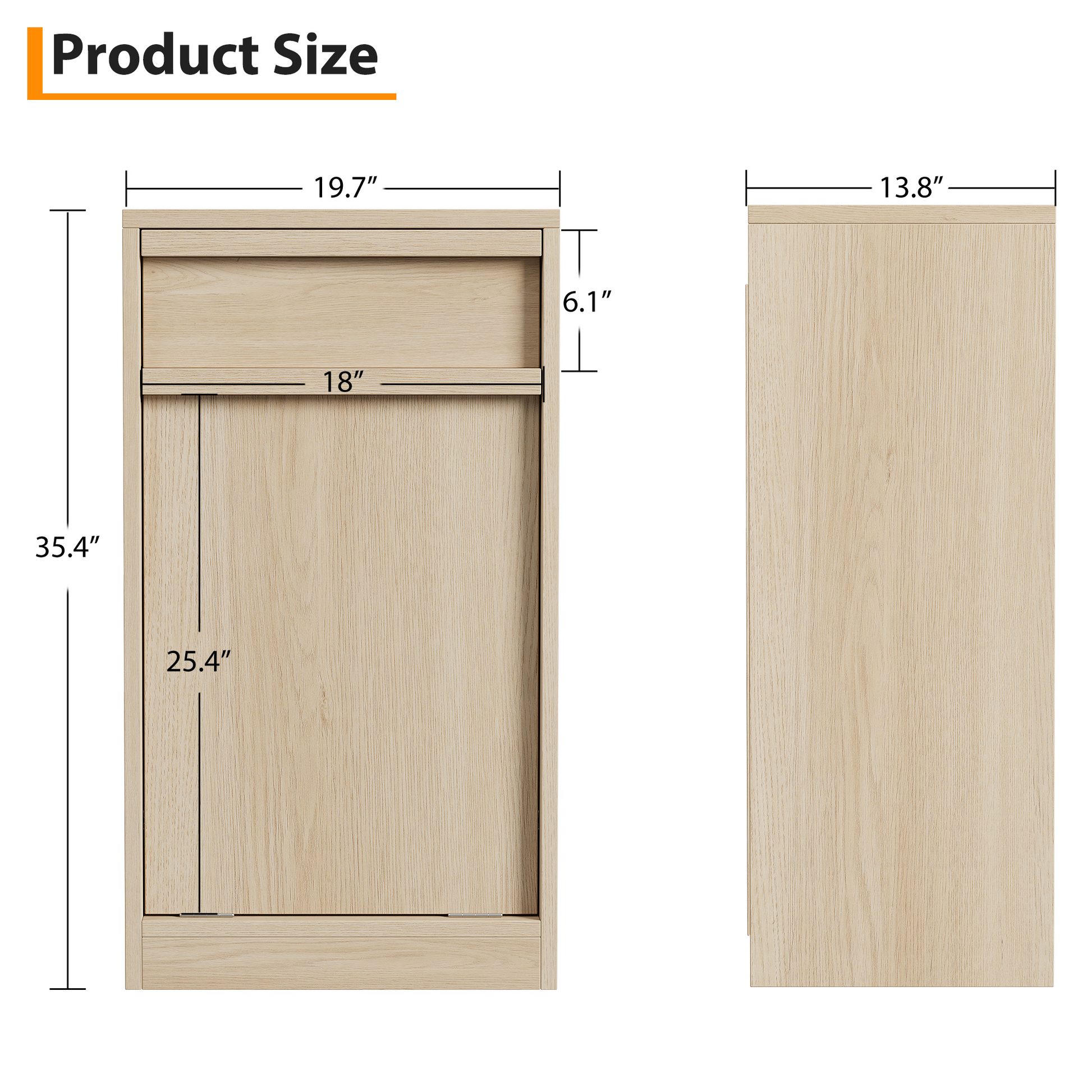 Garvee Poubelle Basculante 38 L en Bois, Anti-Animaux, Autoportante et Peu Encombrante, Robuste, pour Cuisine, Salon et Maison