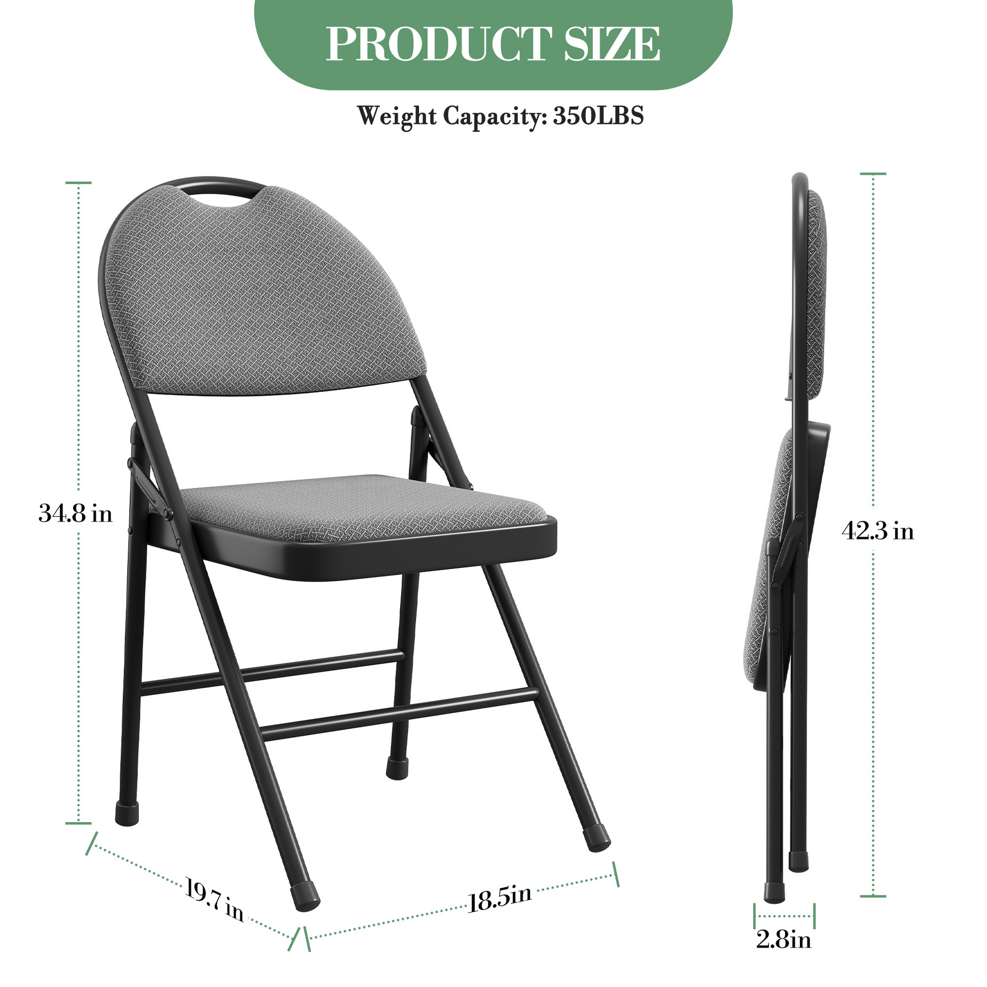 Ensemble de 6 chaises pliantes Garvee avec coussins en coton et lin, pieds antidérapants, structure en métal, pour une utilisation intérieure et extérieure, robustes, pliables et confortables