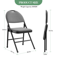 Ensemble de 6 chaises pliantes Garvee avec coussins en coton et lin, pieds antidérapants, structure en métal, pour une utilisation intérieure et extérieure, robustes, pliables et confortables