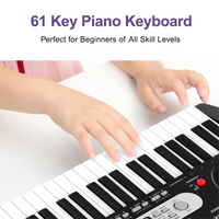 Garvee Piano clavier pour enfants, 61 touches, avec sac, microphone et casque, idéal pour les débutants, portable et utilisable à la maison, noir.