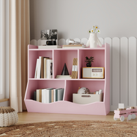 Bibliothèque pour enfants Garvee avec 3 étagères et 2 boîtes basculantes, en bois, avec système anti-basculement, idéale pour la chambre et la salle de jeux, 36 x 11 x 31 cm, marron rétro